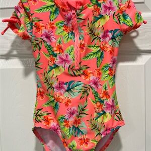 Cat & Jack Pink Floral Girls Swim Suit Size 6/7
